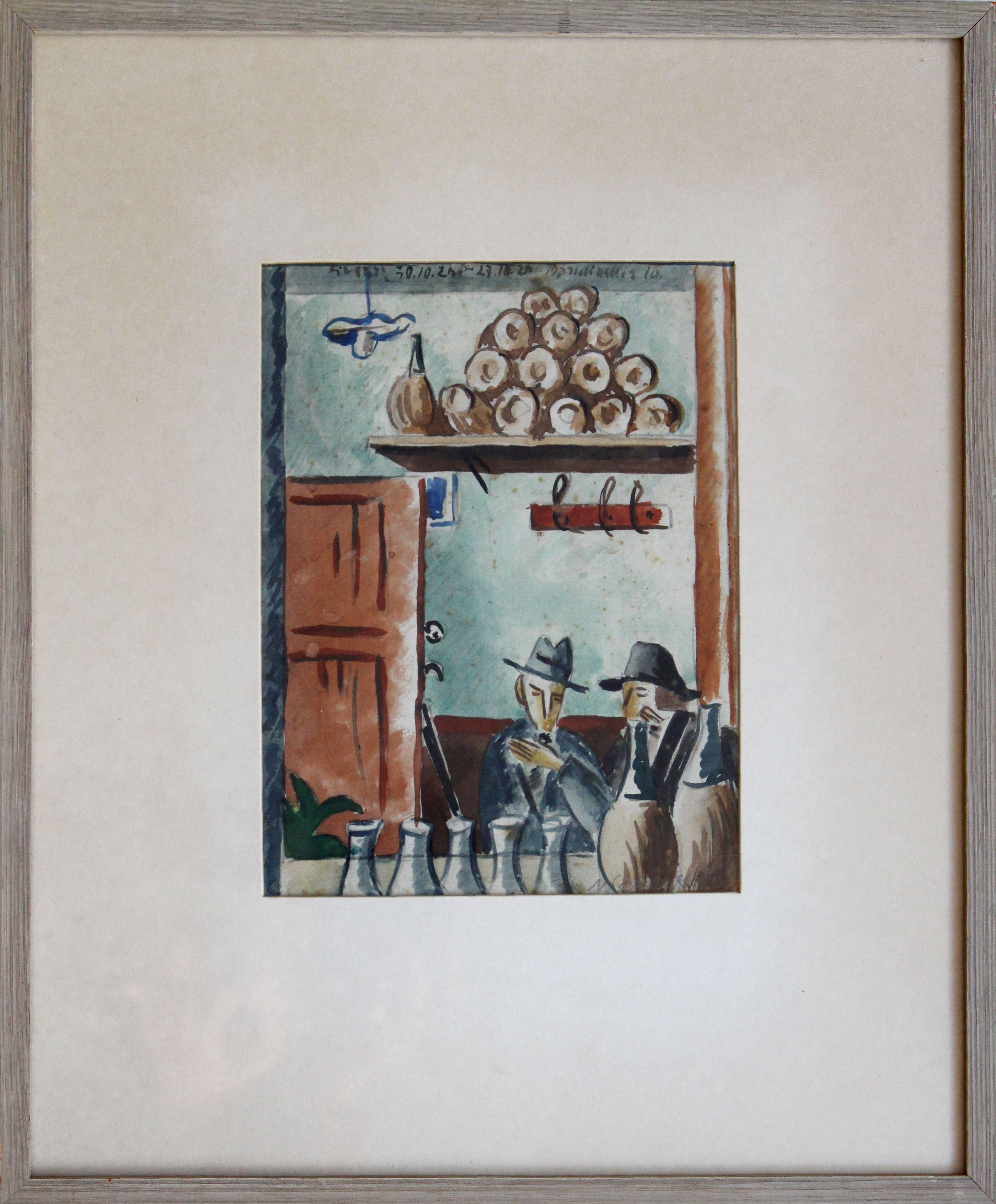 At cafe. Mixed media on paper, 18. 5 x 14 cm 2