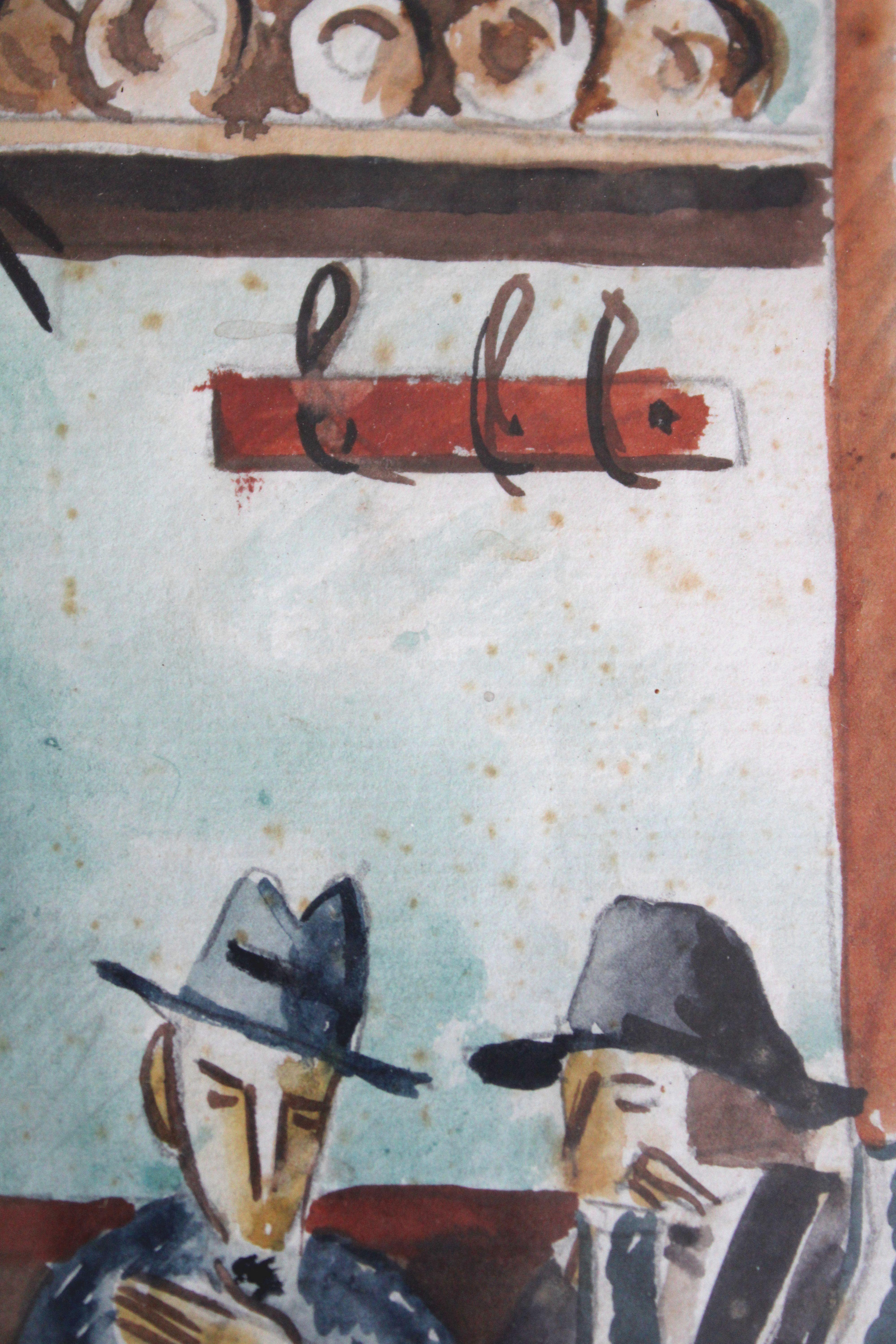 At cafe. Mixed media on paper, 18. 5 x 14 cm 1