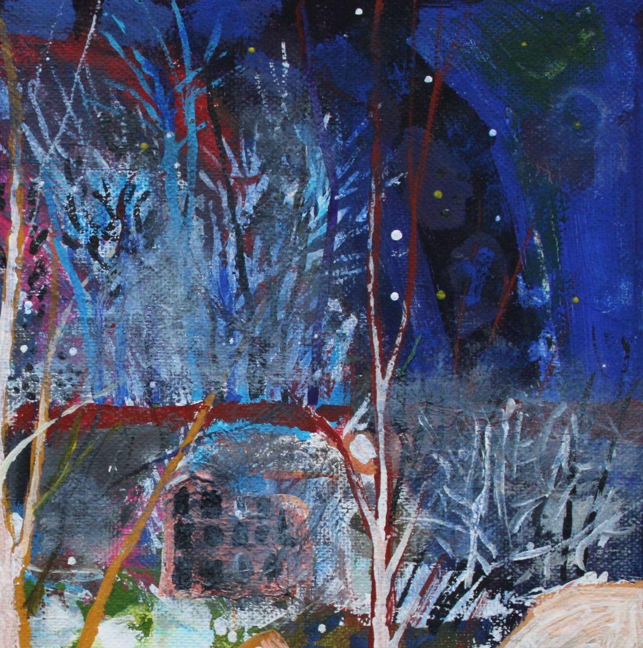 Dawn, 24x30 cm, techniques mixtes/toile - Violet Nude par Liga Kalnina