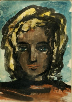 Ritratto femminile. Carta, acquerelli. 38x27 cm