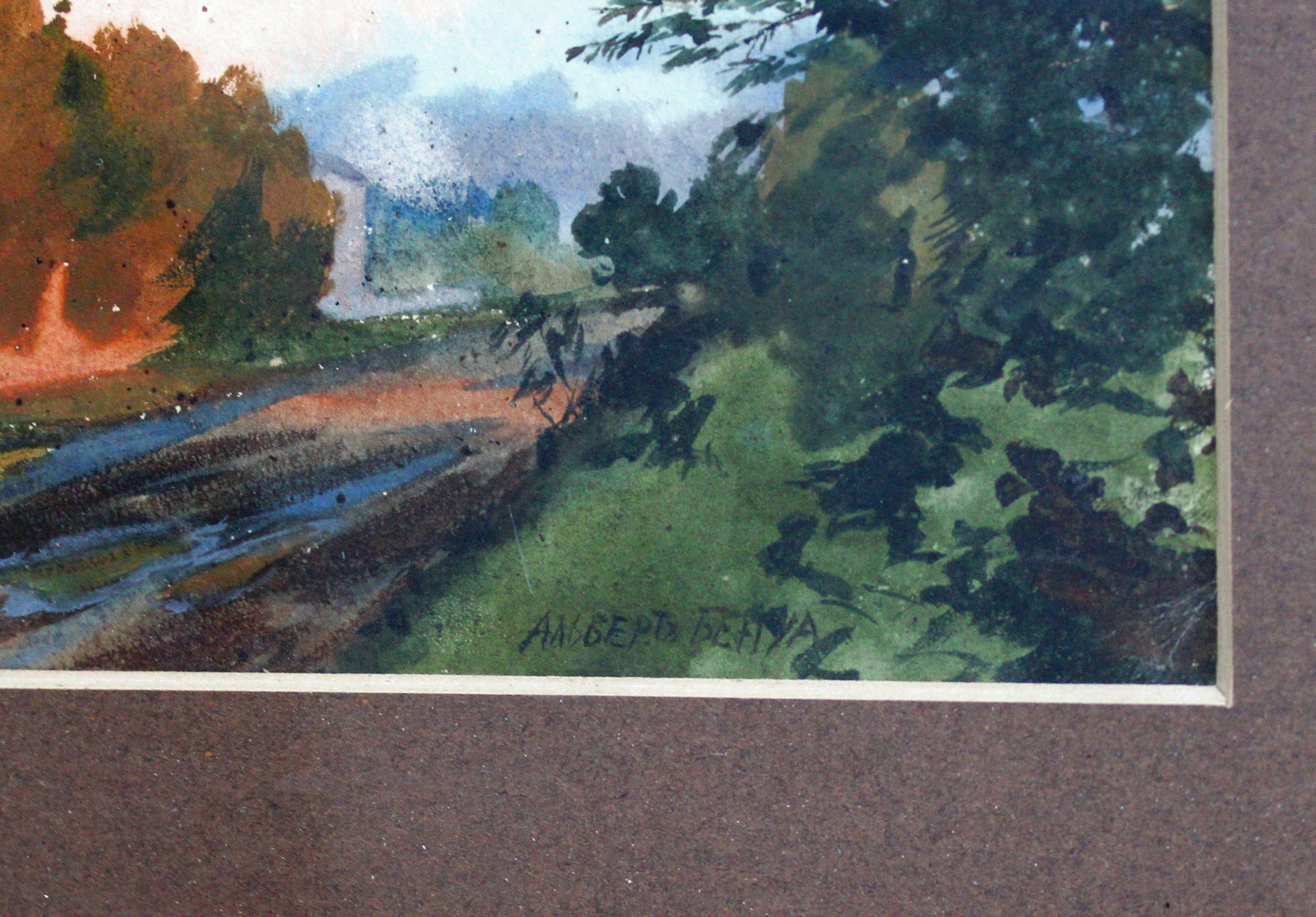 Road à Peterhof. - Noir Landscape Art par Albert  Benois