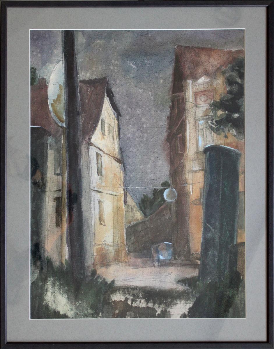 Kuldiga.  Paper, watercolor, 56x42 cm - Art by Edgars Mikelsons