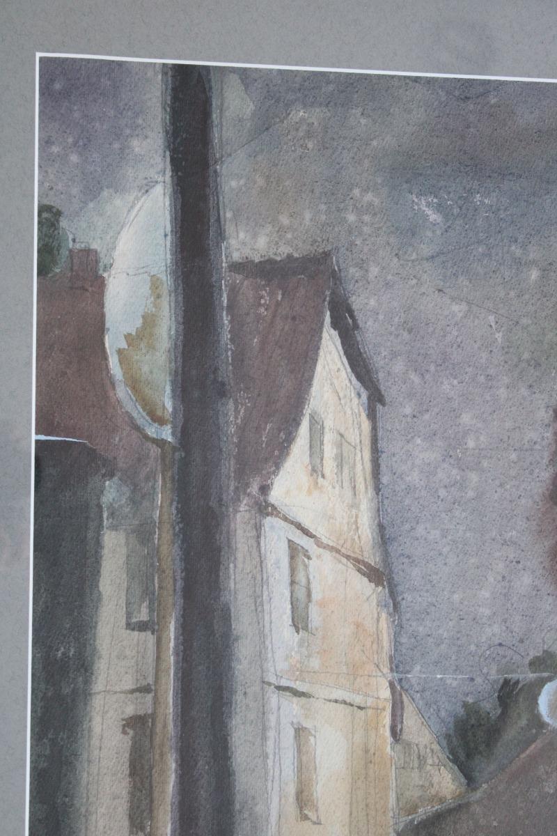 Kuldiga.  Paper, watercolor, 56x42 cm - Realist Art by Edgars Mikelsons