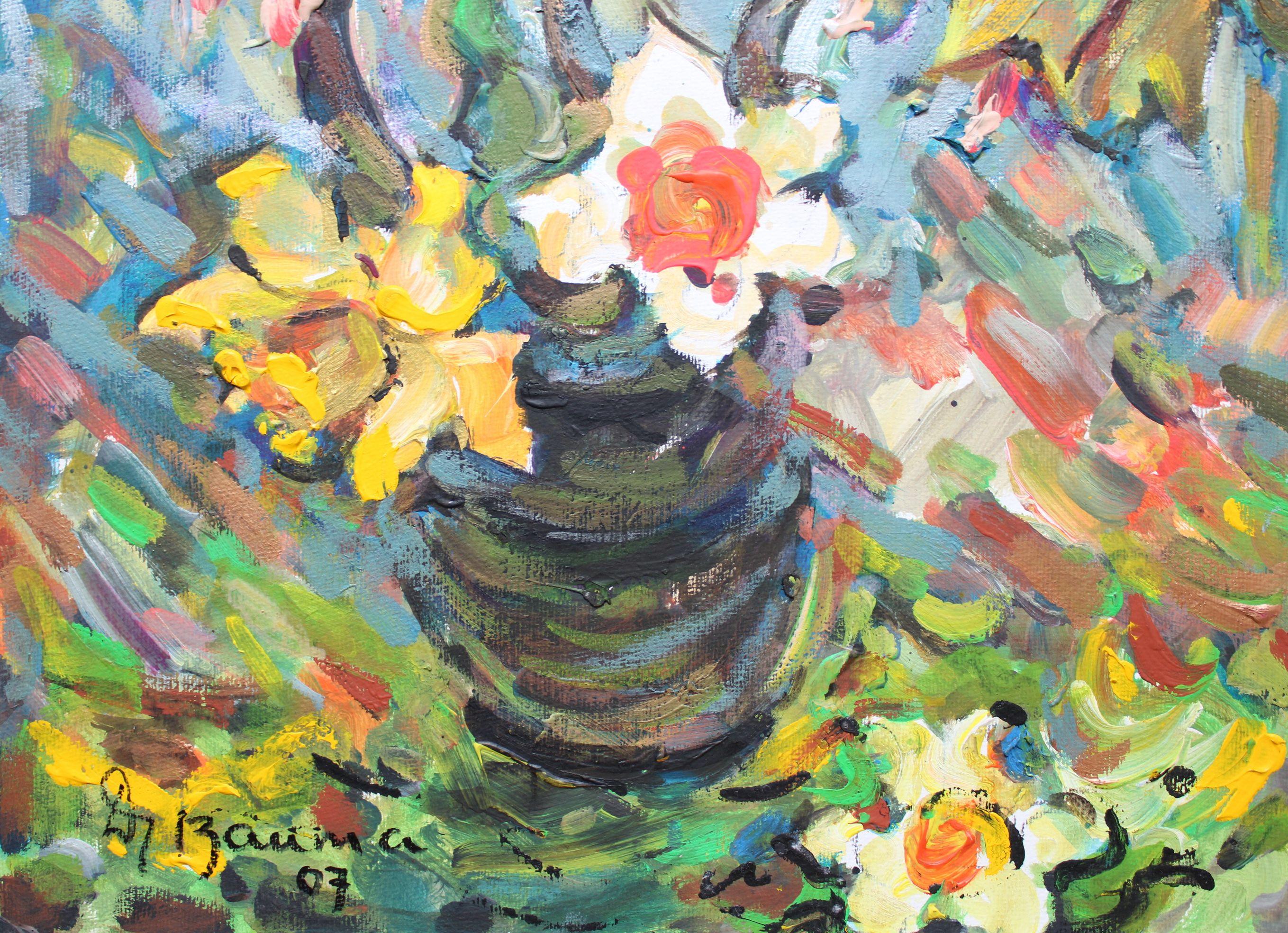 Tulipanes y narcisos  2007. Papel, técnica mixta, 70x50 cm - Art de Dzidra Bauma