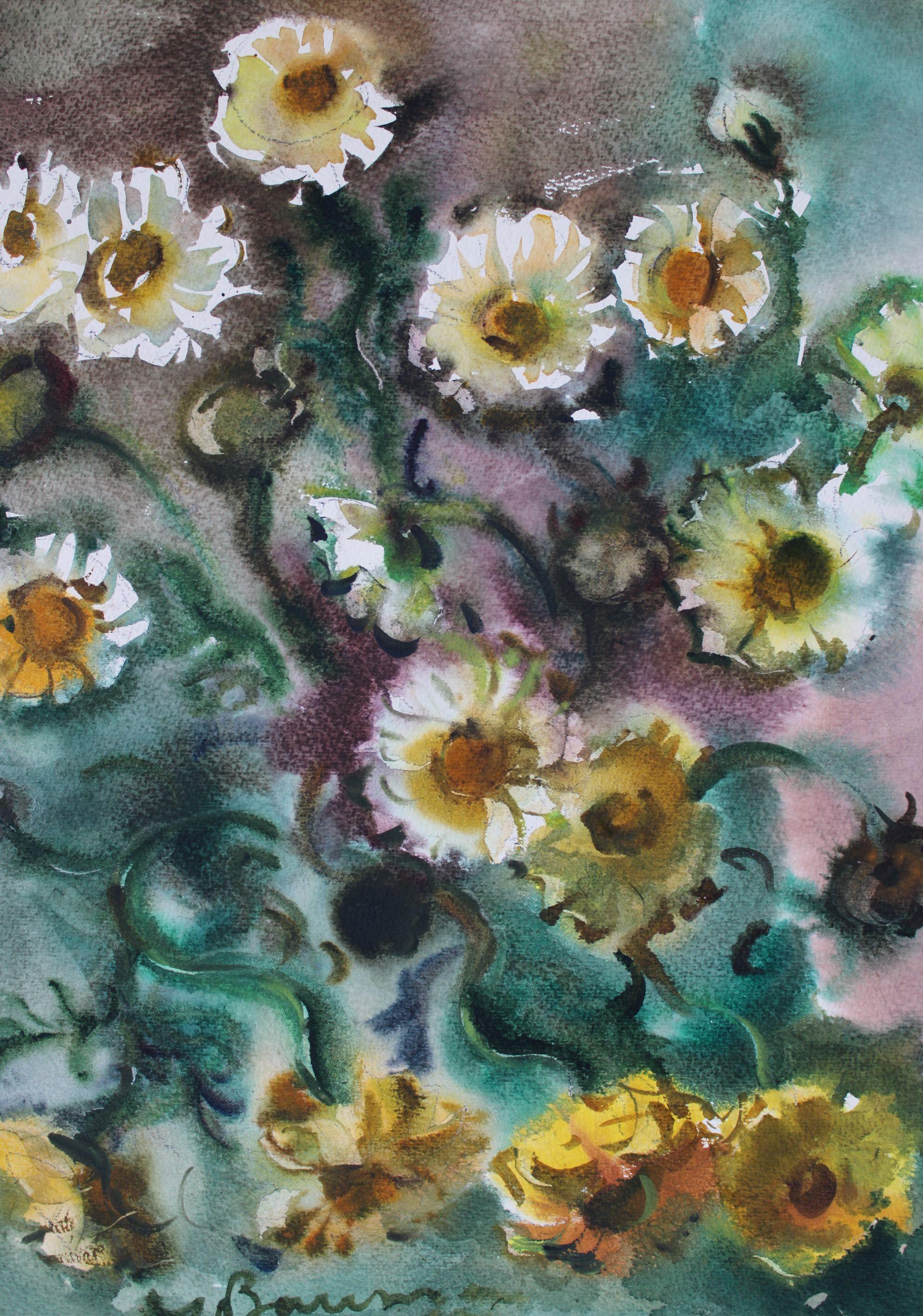 Kamille  1985. Papier/Aquarell, 52x40 cm (Impressionismus), Art, von Dzidra Bauma