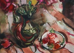 Poppies and strawberries  1982. Paper, watercolor, 60x58 cm