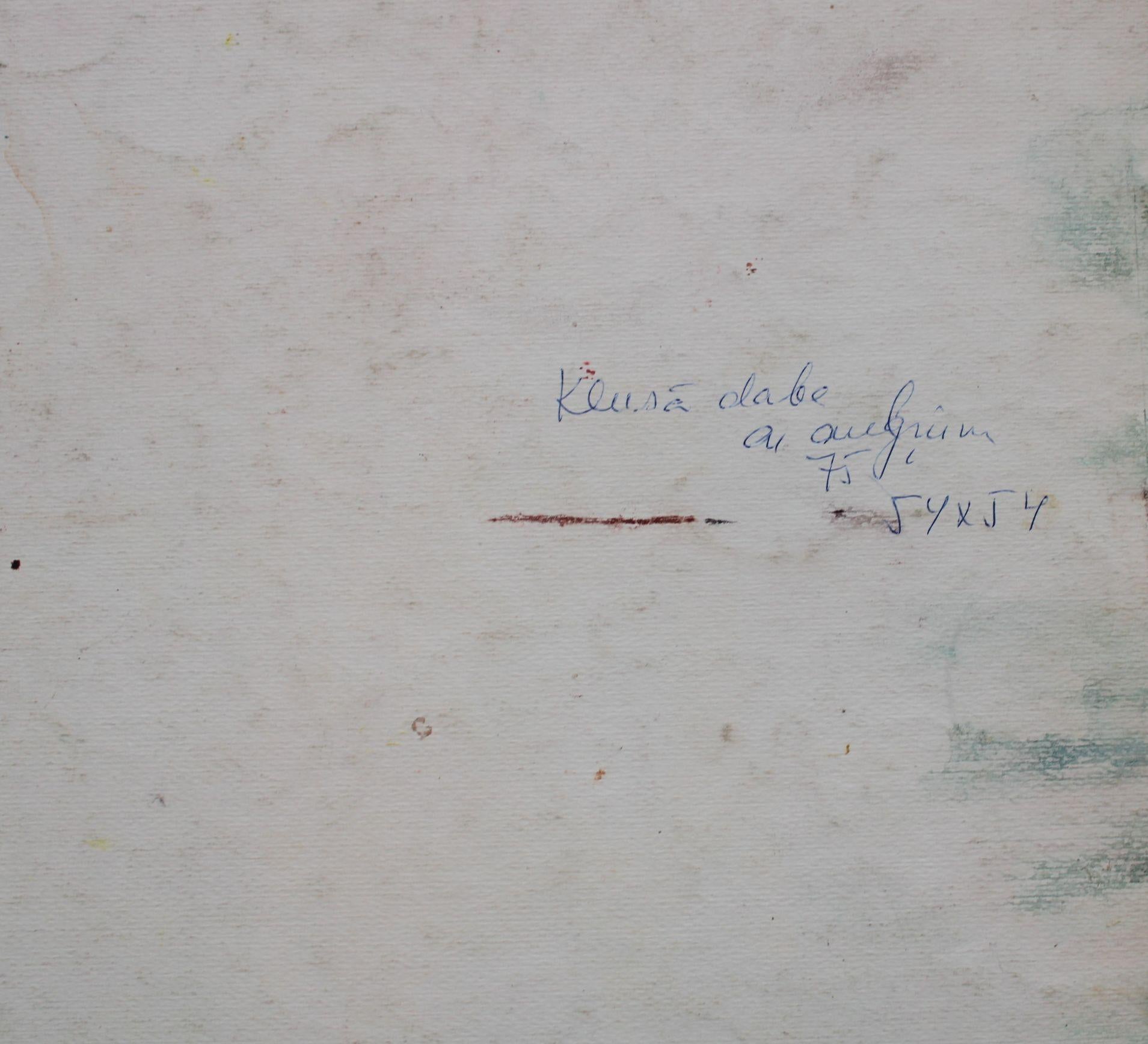 Stilleben mit Früchten  1975. Papier, Aquarell, 54x54 cm im Angebot 1