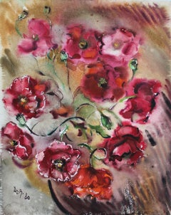 Coquelicots  1980. Papier, aquarelle, 54,5x43,5 cm