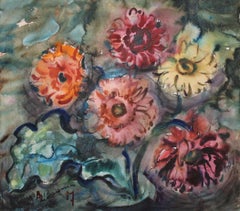 Gerberas  1987. Papier, aquarelle, 49x55 cm