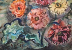 Gerberas  1987. Paper, watercolor, 49x55 cm