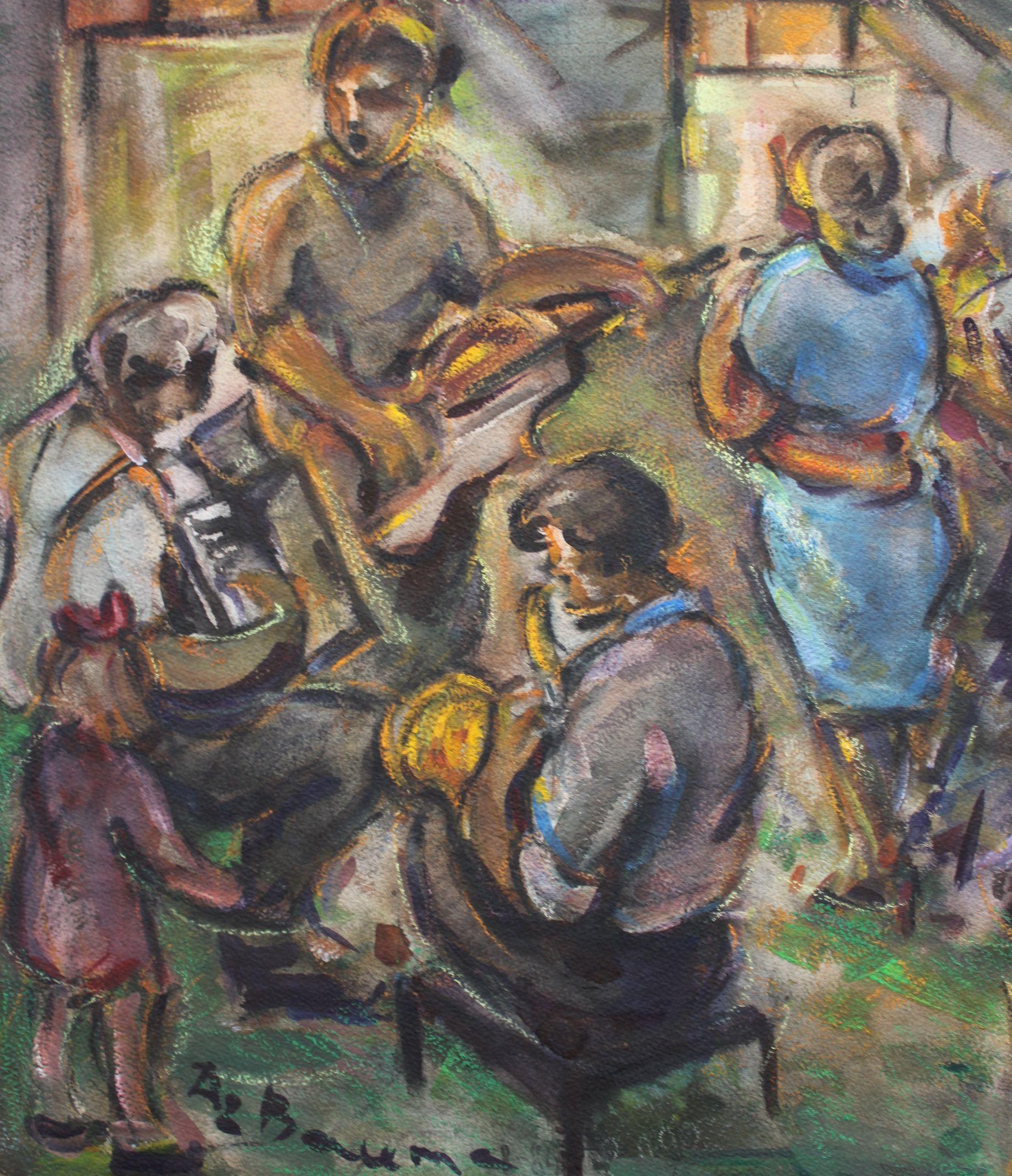 Mariage à la campagne  Papier, aquarelle, 54x74 cm - Impressionnisme Art par Dzidra Bauma