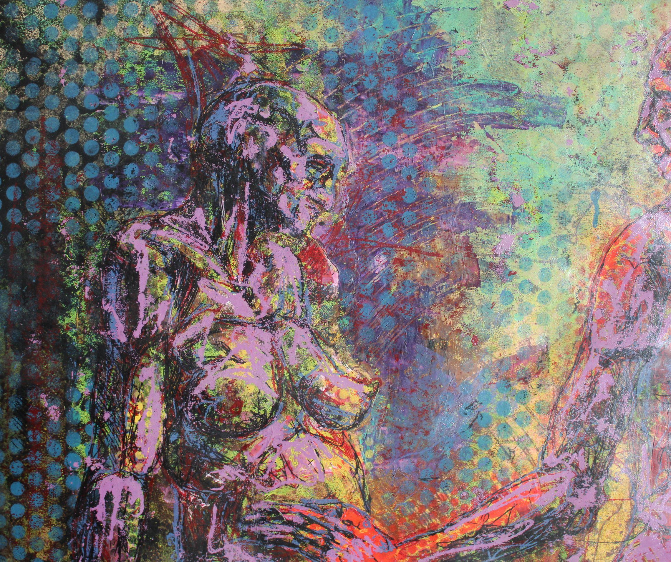 137  paper/mixed media, 79x58 cm, 1991 cm - Gray Figurative Art by Podolczak Igor