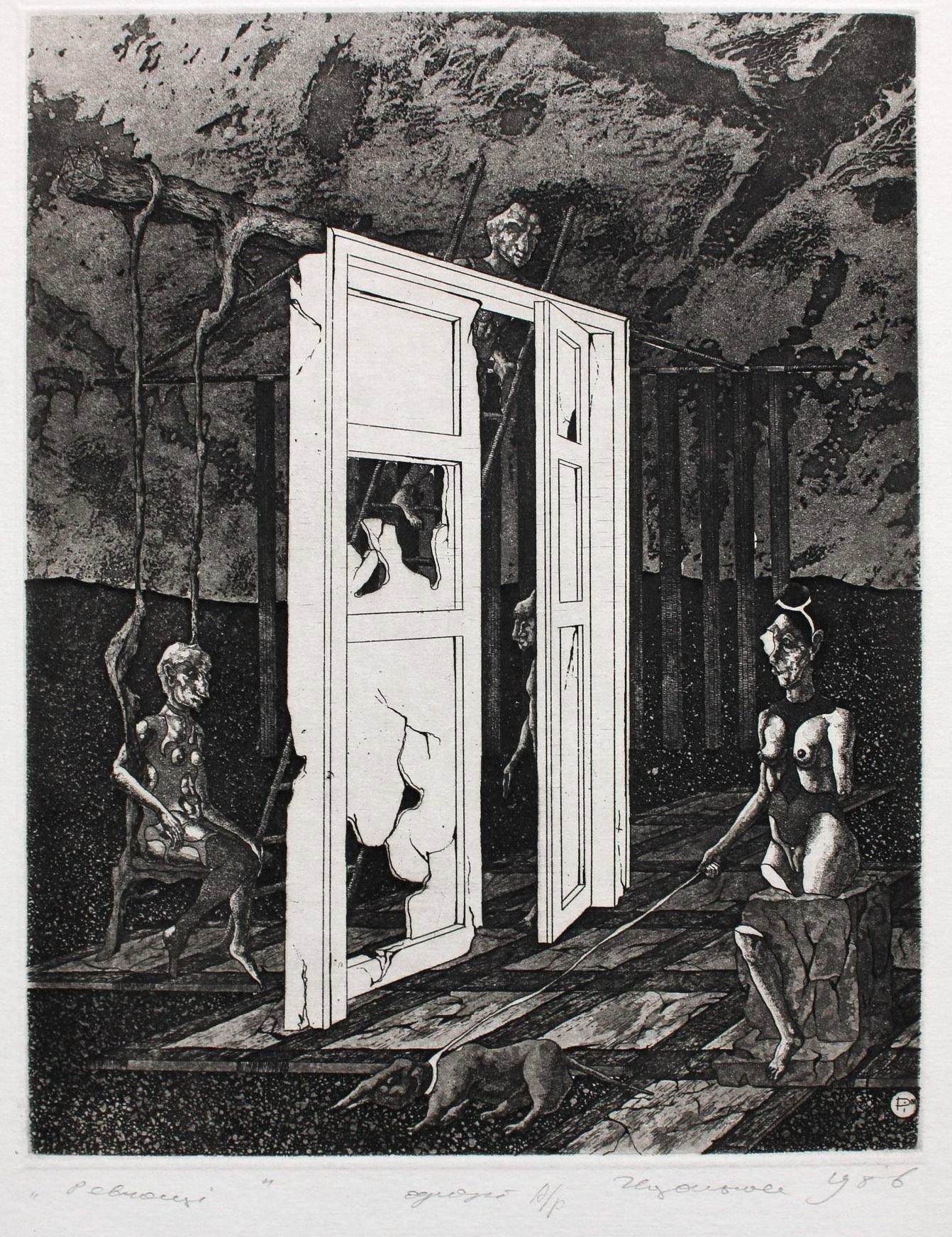 Eifersucht  Papier/Radierung, 19,5x15 cm, 1986 – Art von Podolczak Igor