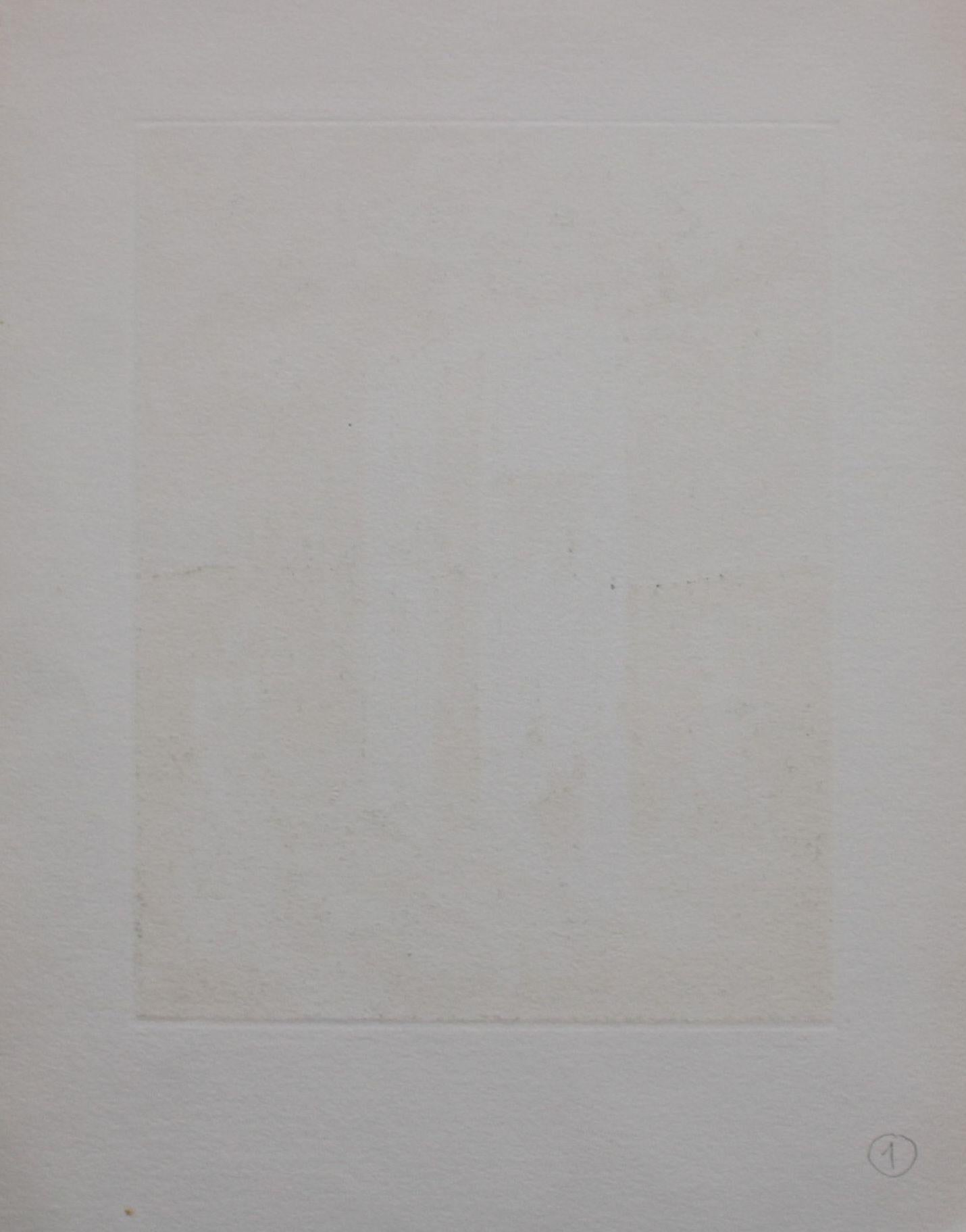 Eifersucht  Papier/Radierung, 19,5x15 cm, 1986 (Schwarz), Figurative Art, von Podolczak Igor