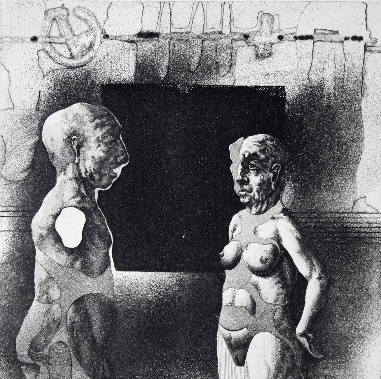 Podolczak Igor Figurative Art – Porträt VI, VII, Papier/Radierung, 9,8x9,8 cm, 1989