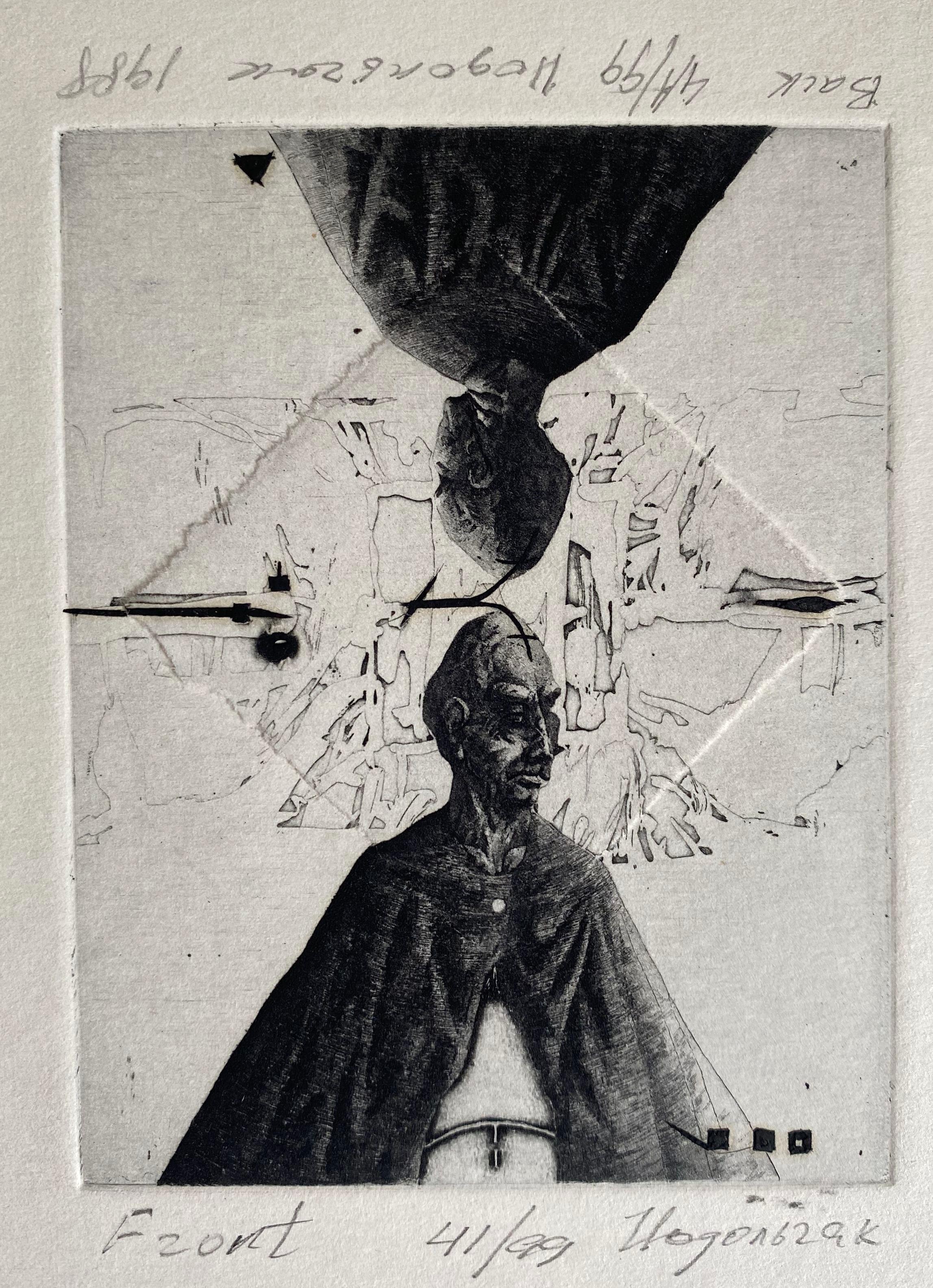 recto/verso, papier/gravure, 41/99, 9,5x7,5 cm, 1988 - Art de Podolczak Igor