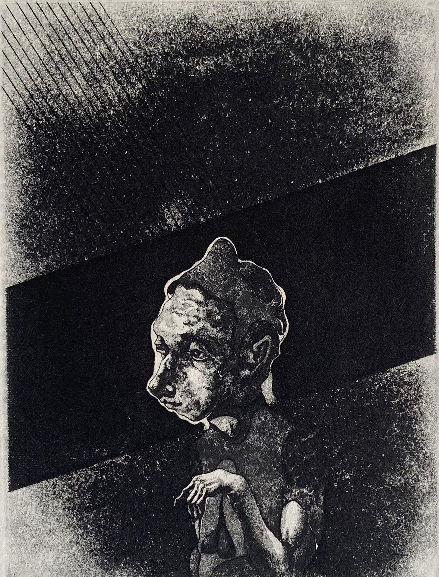 Portrait II, papier/gravure, 9,8x7,2 cm, 1986