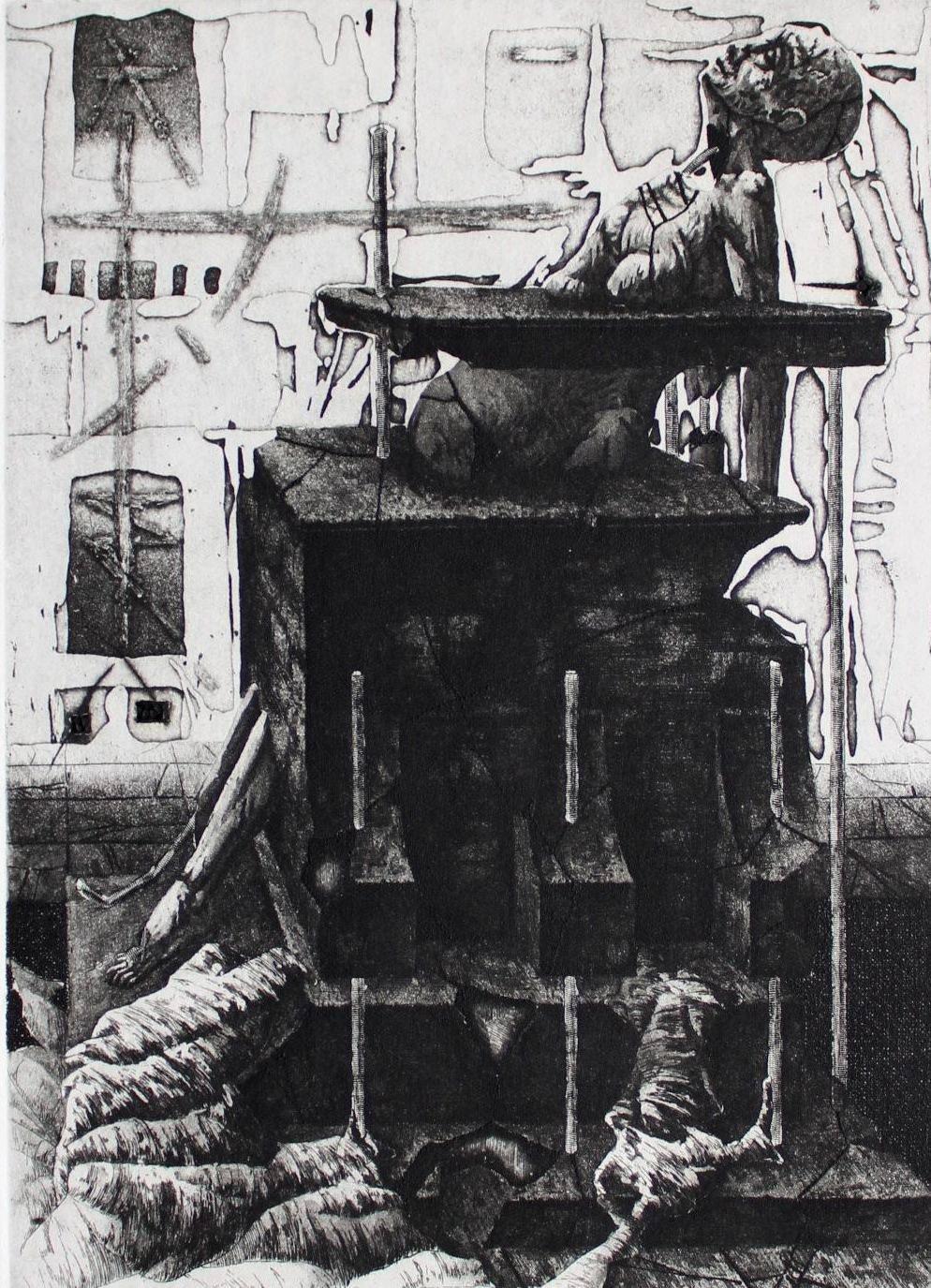 Monument XI, papier/gravure, 13,5x10 cm