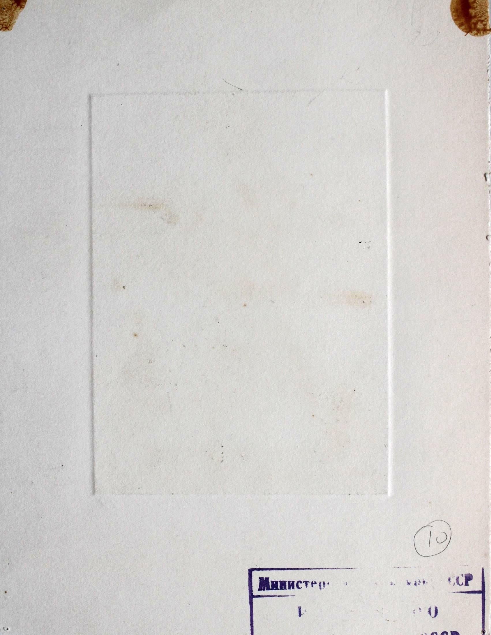 Monument X, papier/gravure, 86/99, 13,5x10 cm, 1989 - Symbolisme Art par Podolczak Igor