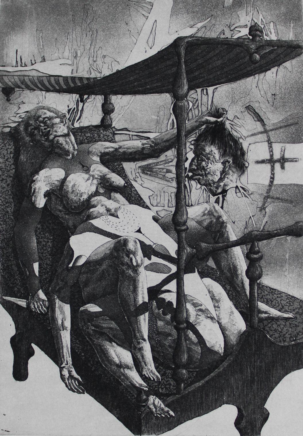 Judith I, papel/grabado, 13,5x9,5 cm, 1987 - Art de Podolczak Igor