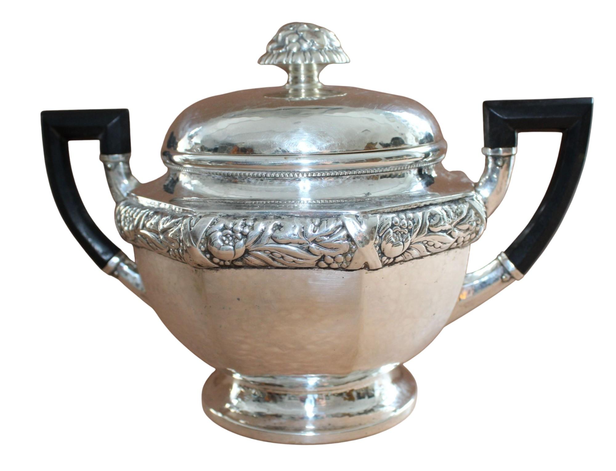 Antique art deco Sterling Silver tea service For Sale 5
