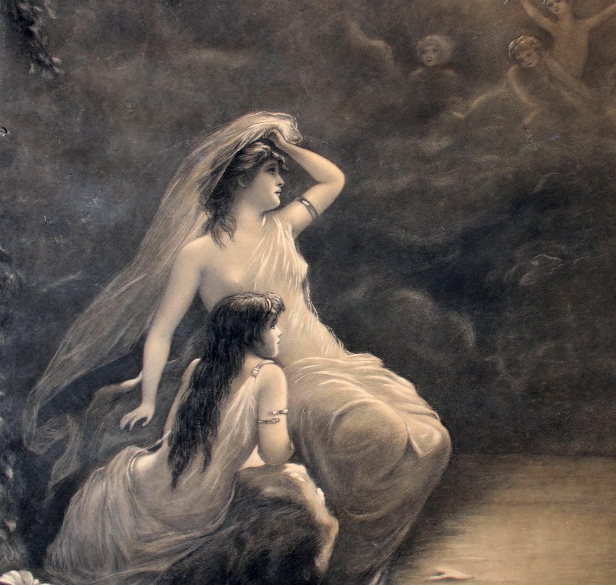Elsbeth Rudolff(1861-1945) Ohne Titel, Papier/Mischtechnik, 76x50cm, 1889 im Angebot 3
