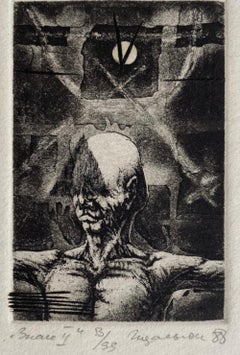 Sign II  paper/etching, 53/99, 6x4 cm, 1988