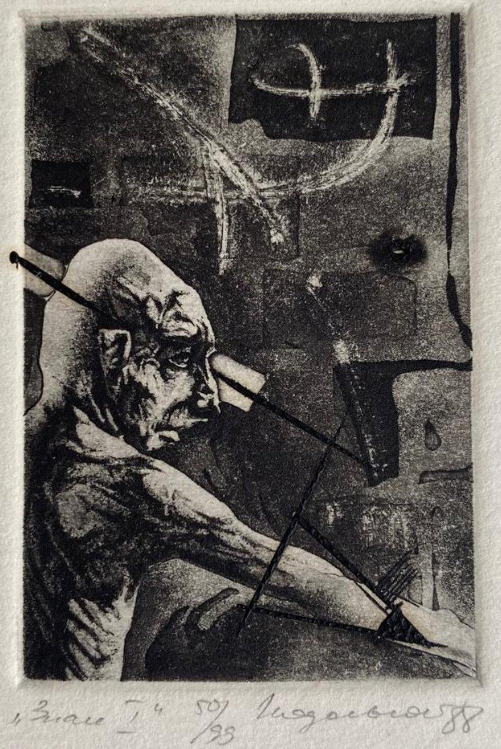 Sign I, paper/etching, 50/99, 6x4 cm, 1988