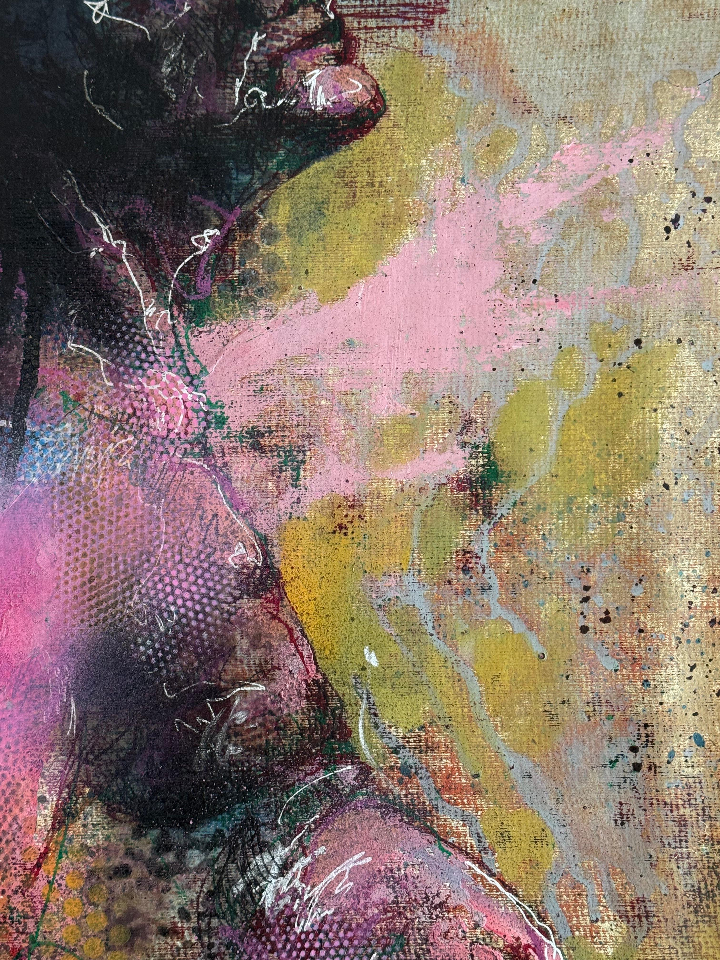 D-156-144, monotype, carton/toile/technique de l'auteur, 64x50 cm - Marron Figurative Art par Podolczak Igor