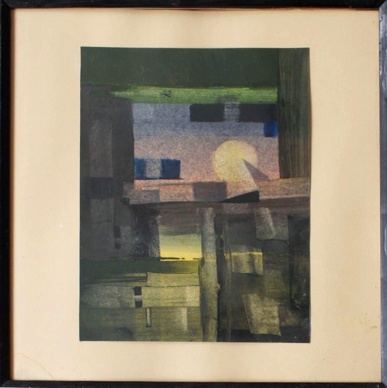 Paisaje, papel/acuarela, 32x24 - Art Abstracto de Bēms Romis