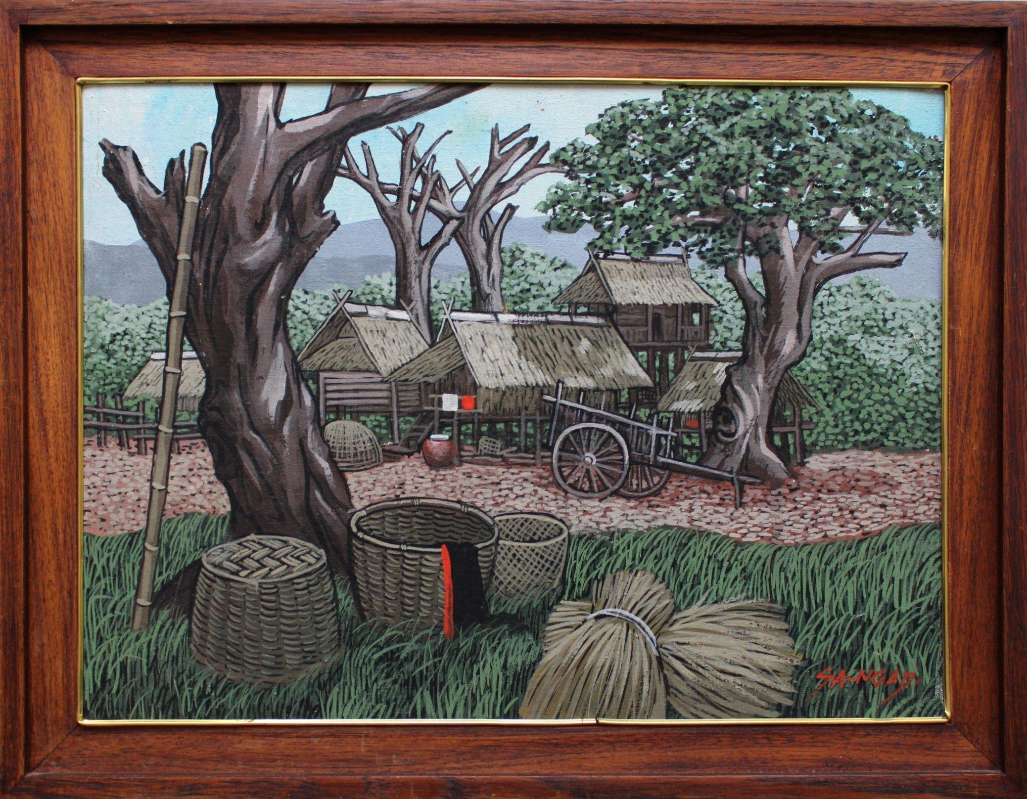 Landscape, oil, canvas, with frame 48x37cm - Art by Sa-Ngad Pui-Ock
