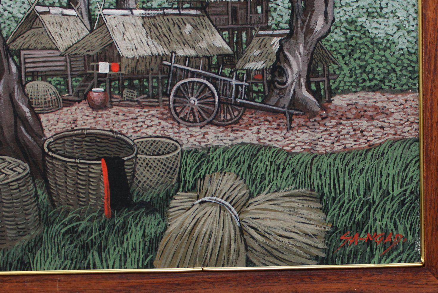 Landscape, oil, canvas, with frame 48x37cm - Realist Art by Sa-Ngad Pui-Ock