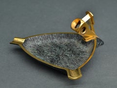 Modernist Brass Ashtray with Cigarillo/blunt Cutter