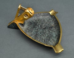 Modernist Brass Ashtray with Cigarillo/blunt Cutter
