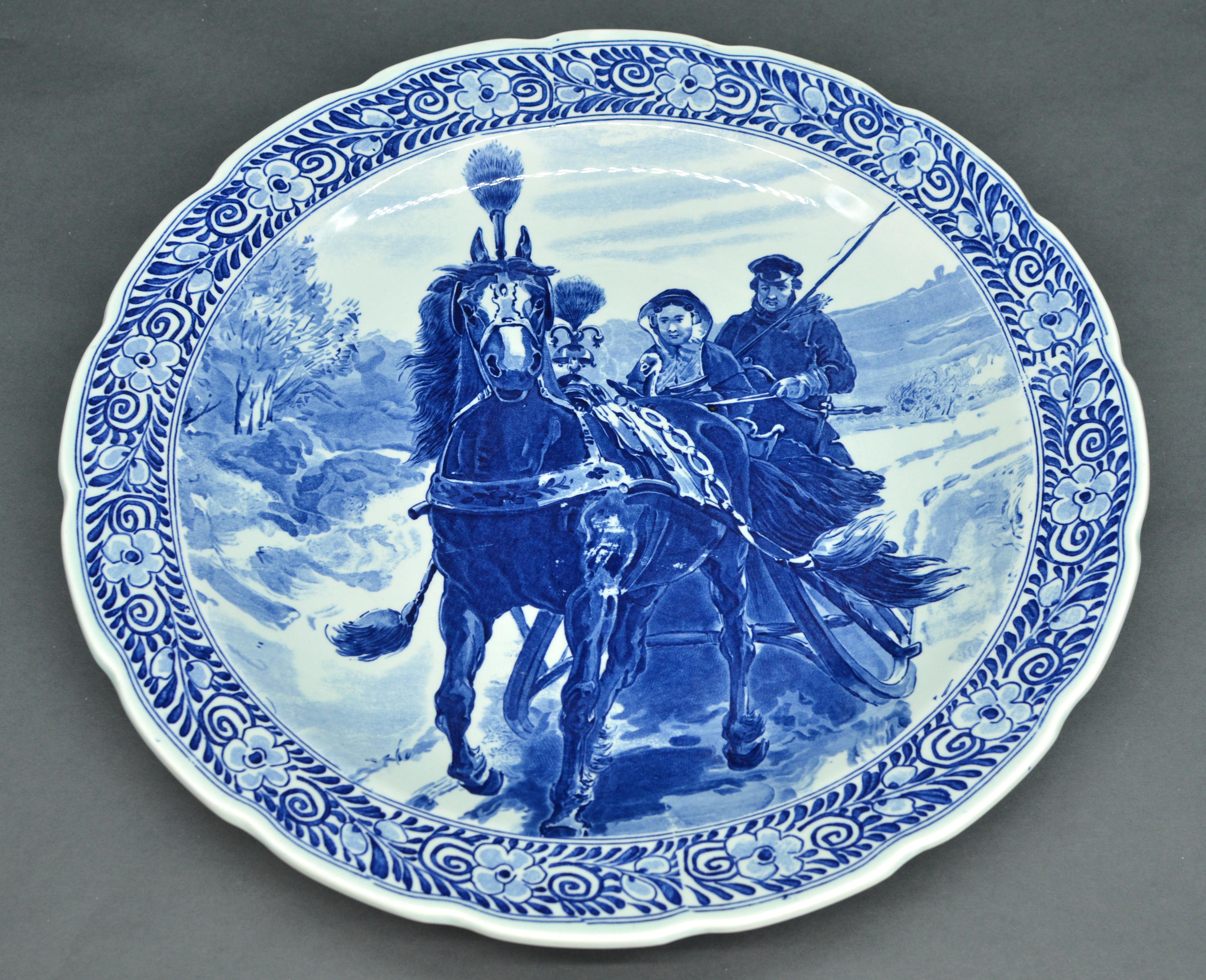 Vintage ~1940s Delft Royal Sphinx Petrus Regout of Maastricht Big Wall Plate
