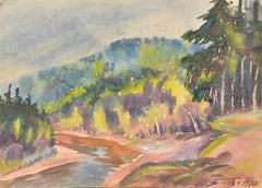 River Bank. 1972. Aquarelle. 30x42 cm. Signed
