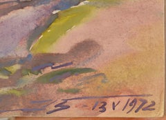 River Bank. 1972. Aquarelle. 30x42 cm. Signed