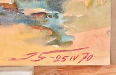 Paesaggio autunnale con laghetto. 1972. Acquerello. 30x41 cm. Firmato