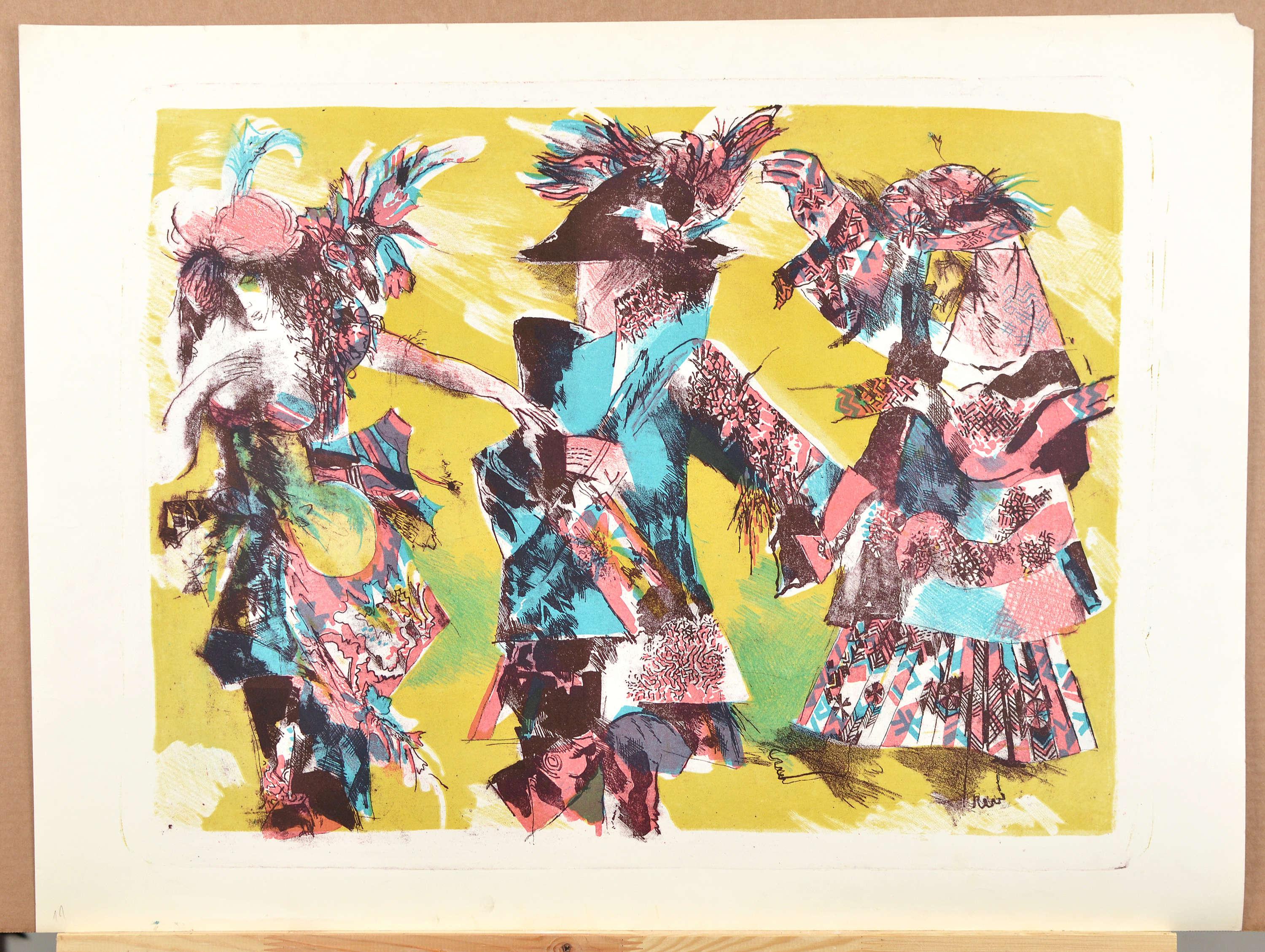 Malda Muizule Abstract Drawing – Ohne Titel. 1986. Papier, Lithografie. 53 × 69 cm.