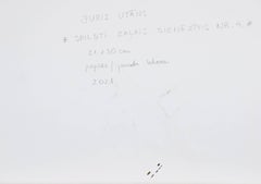 „Bright Green Grasshopper IV“. 2021. Papier, Mischtechnik. 21 × 30 cm.