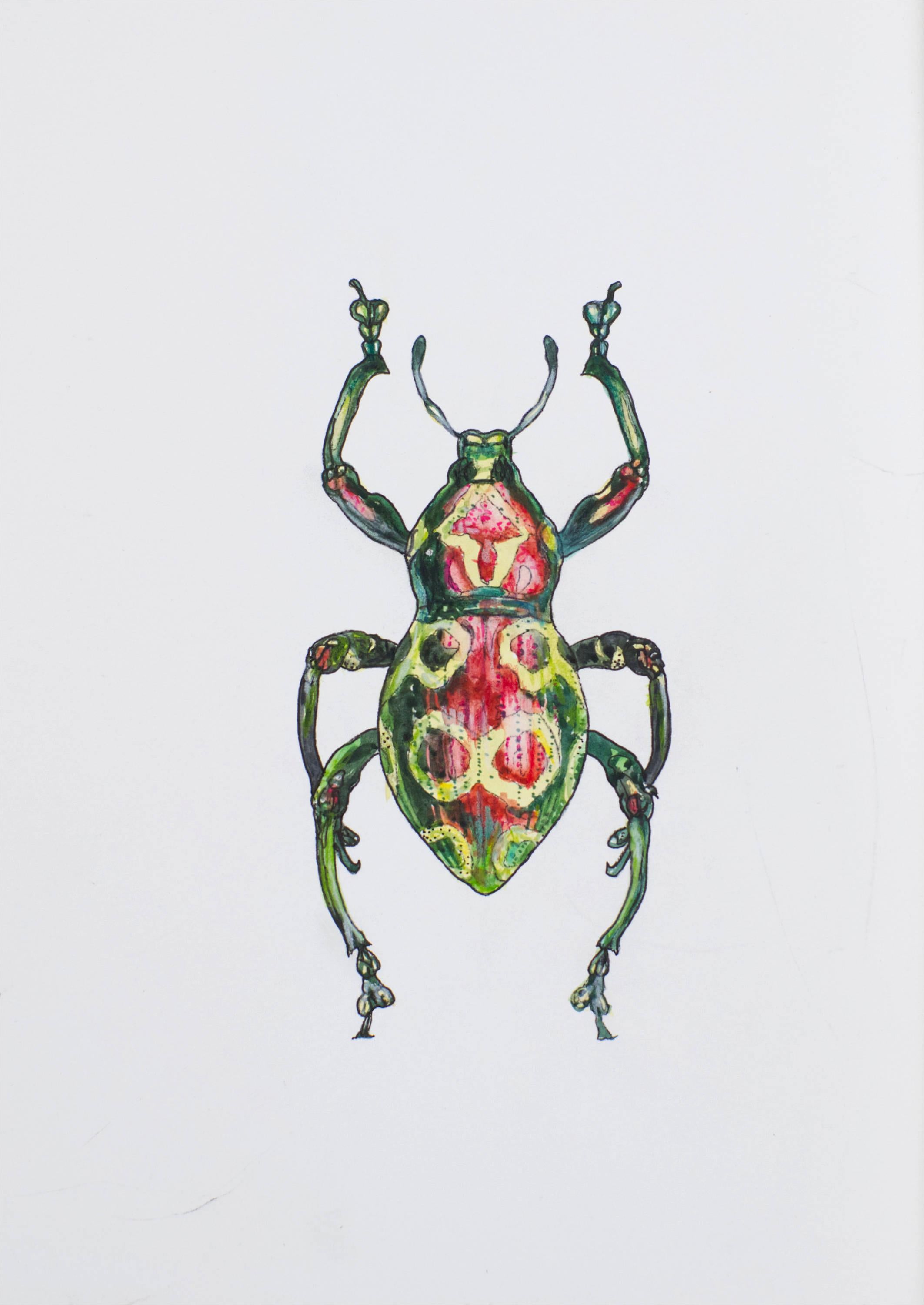 Hybrid Beetle Man. 2021. Paper, mixed media. 21x30 cm.