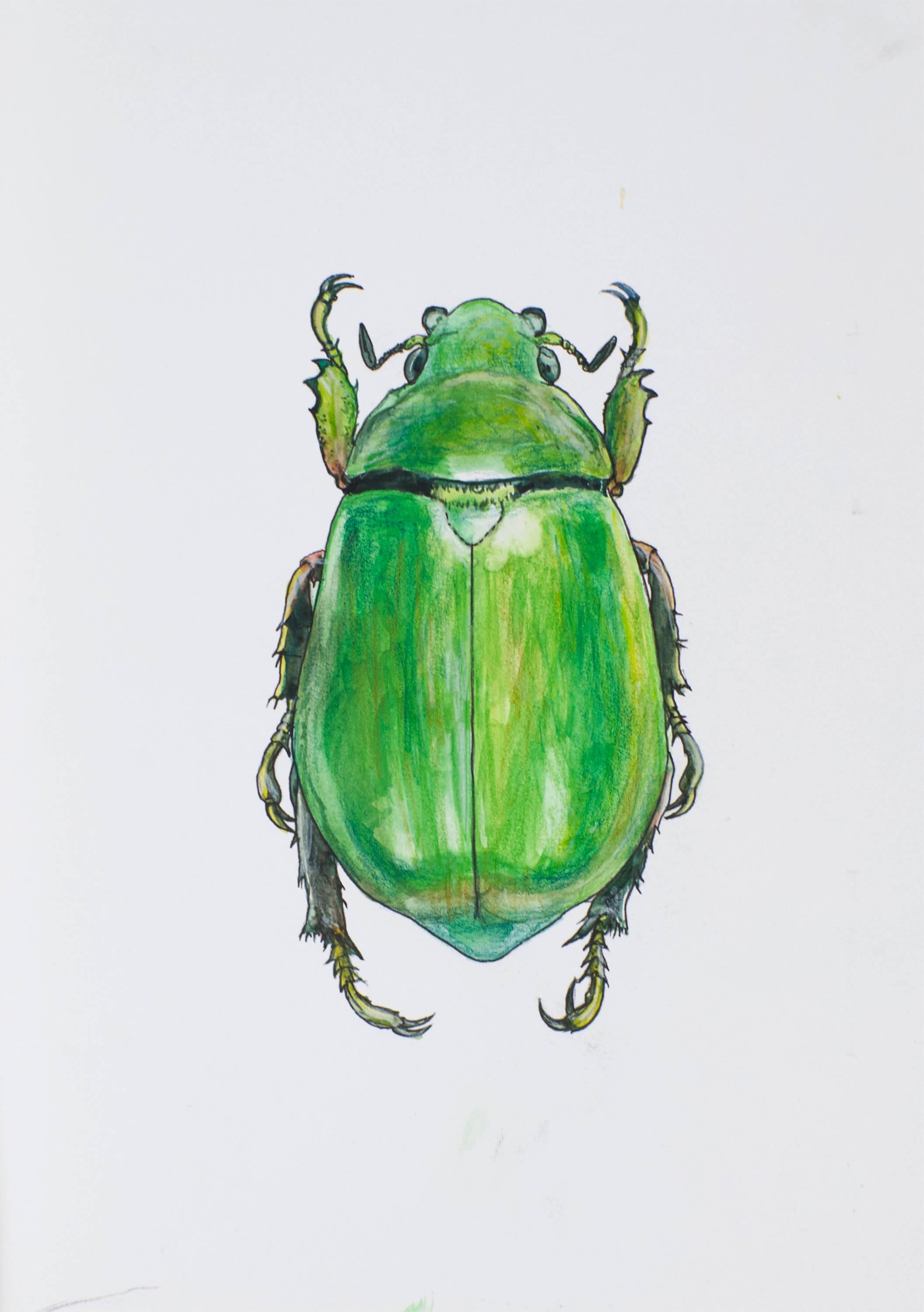 Big Green Beetle. 2021. Paper, mixed media. 21x30 cm.