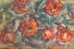 Red Poppies. Watercolor on paper, 51x76 cm. Signed