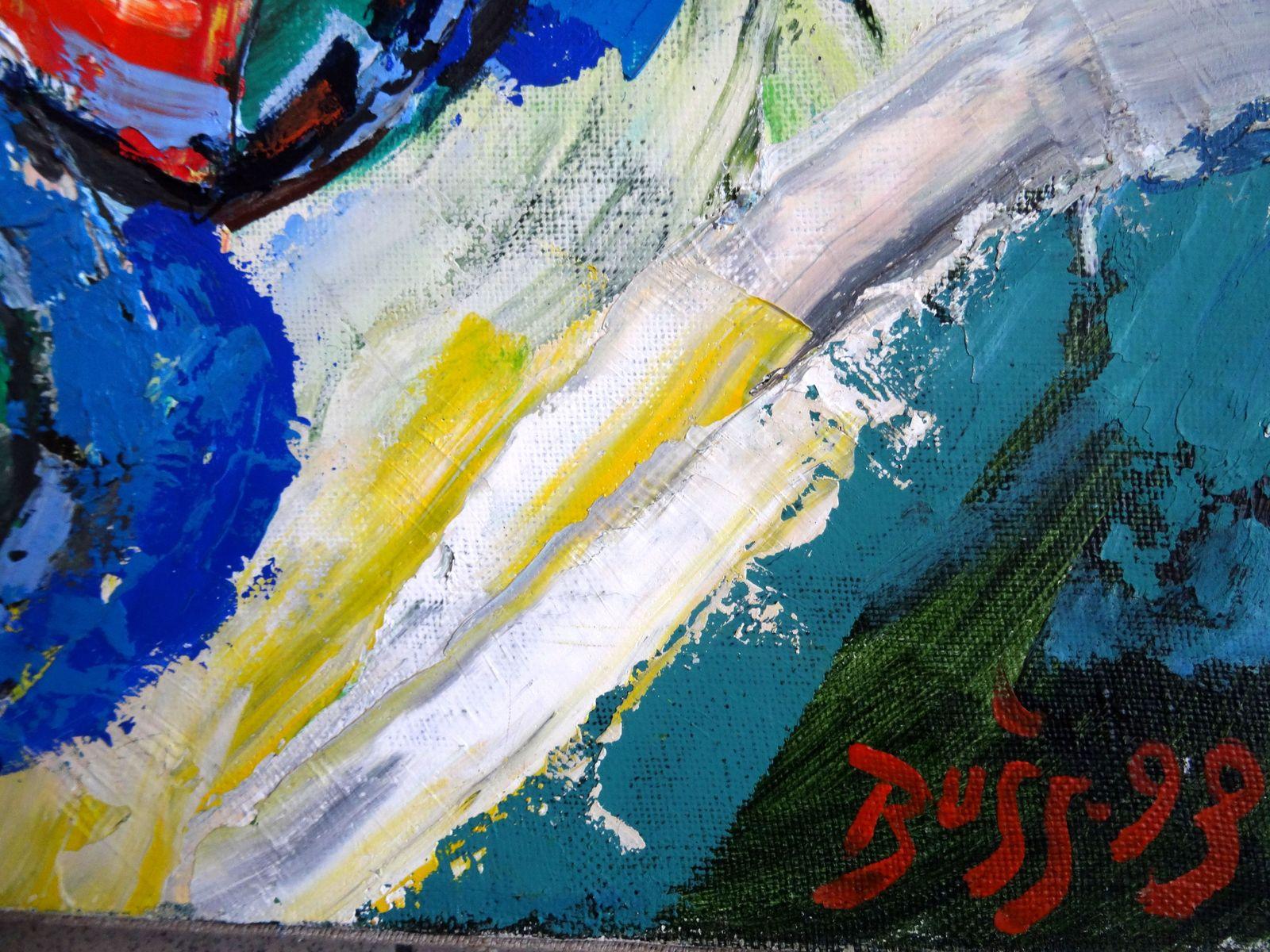 Lebendiges Kunstwerk  1993. Ölgemälde auf Leinwand, 10081 m (Blau), Still-Life Painting, von Valdis Bush