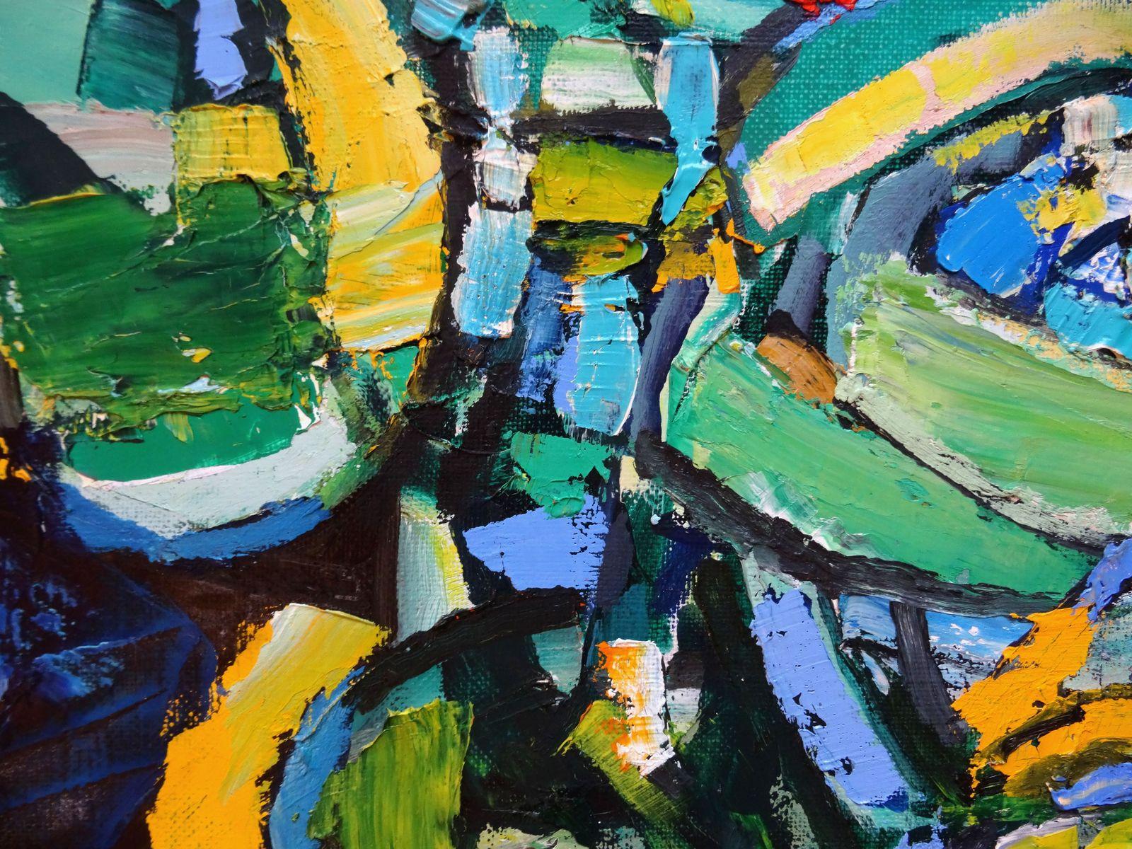 Lebendiges Kunstwerk  1993. Ölgemälde auf Leinwand, 10081 m – Painting von Valdis Bush