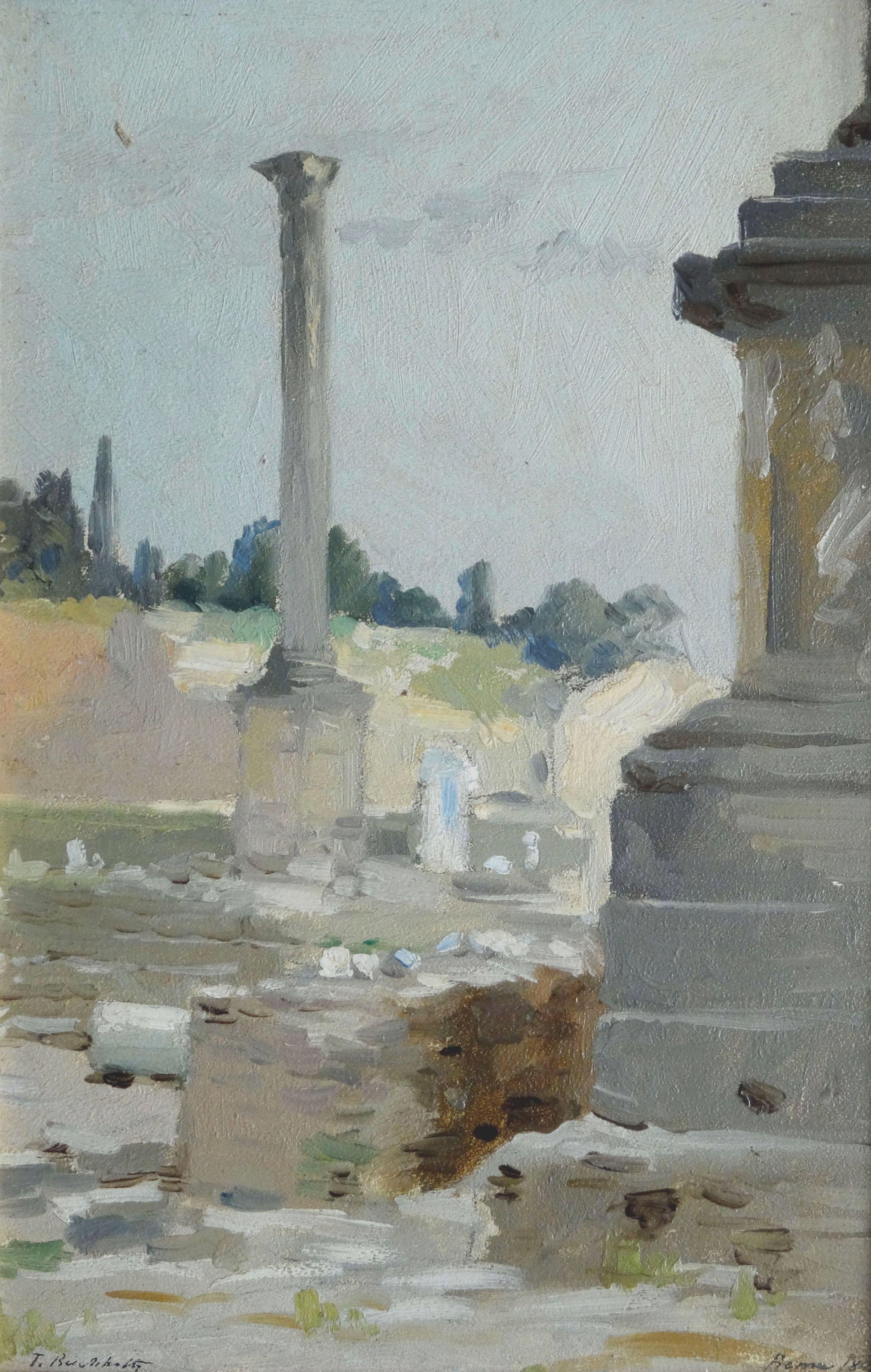 Fyodor Fyodorovich Buchholz (1857-1942) Landscape Painting - Rome Forum Romanum. 1895, oil on cardboard, 24x16 cm