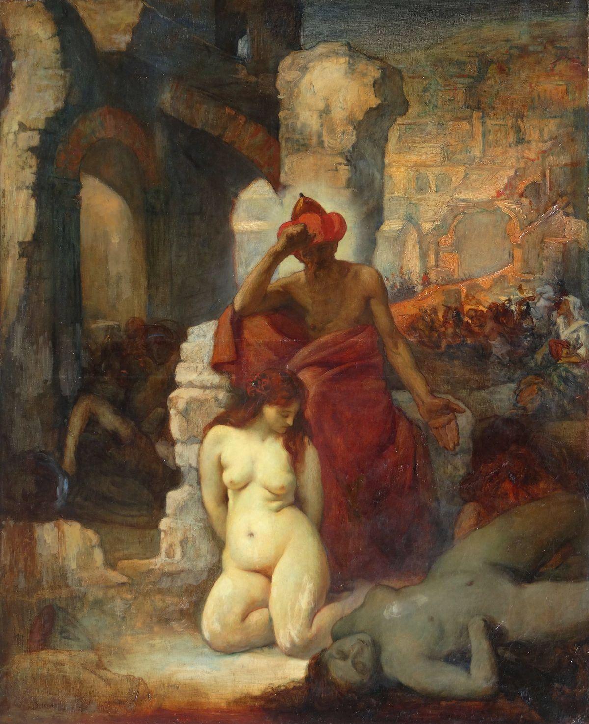 Jules-Gustave Besson Figurative Painting - Mythological motive. Oil on canvas, 100х81 сm