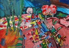 Strada del villaggio. 2003, olio su tela e cartone, 50x70 cm
