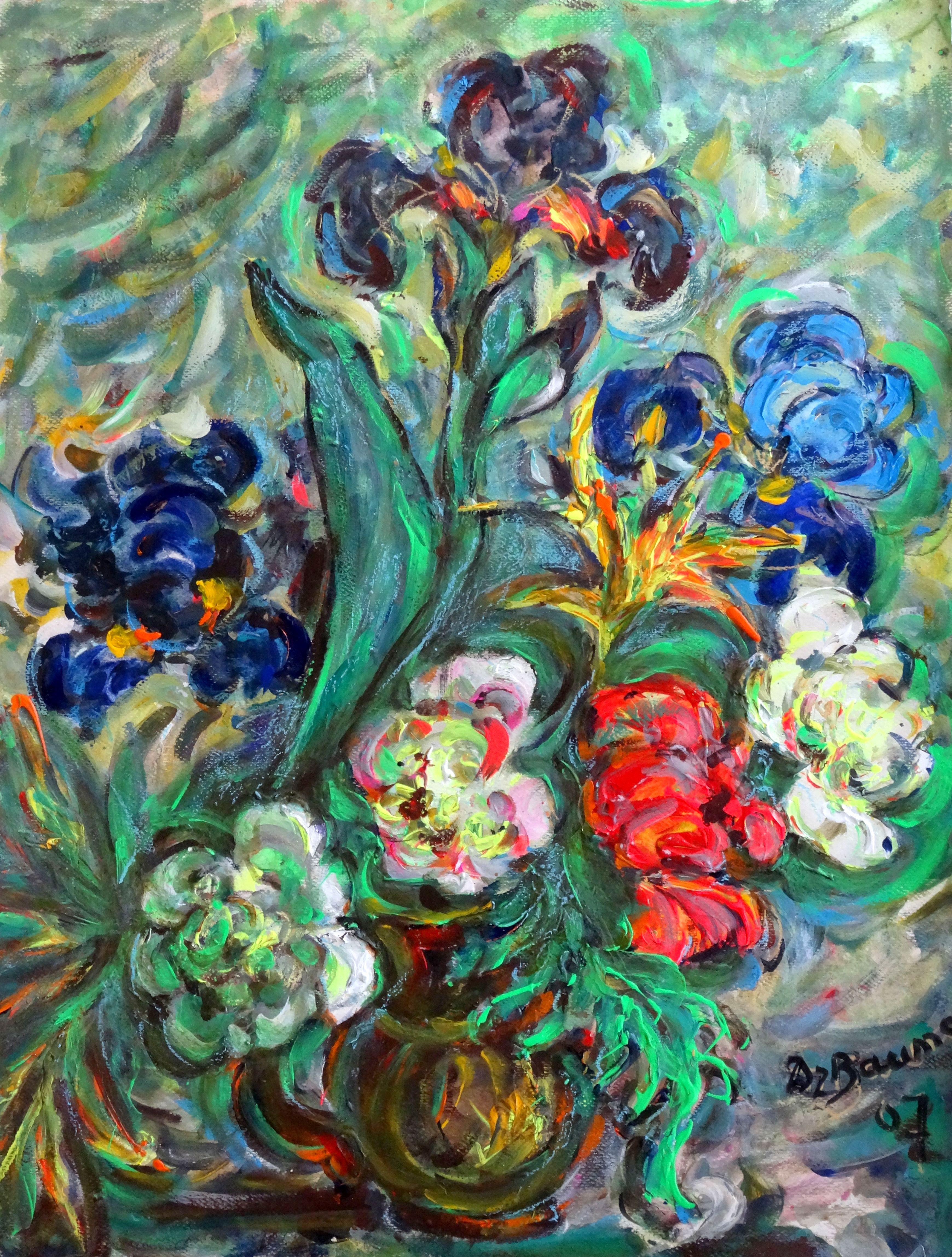 Flowers in vase. 2007, paper, watercolor, acrylic, 77x58 cm