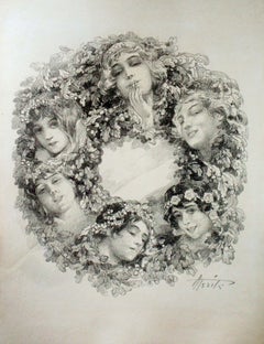 Antique Wreath. Paper, lithograph, 29x24 cm